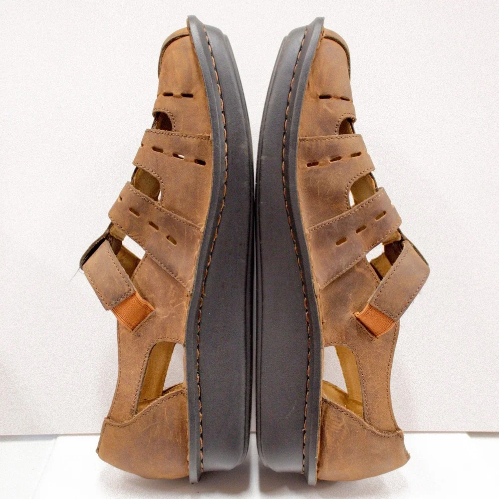 Alegria Pesca Leather Sandals in Brown Women's Size 41 EU/ 10.5- 11 US